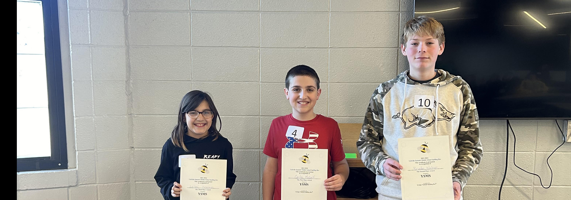 Middle School Spelling Bee Winners